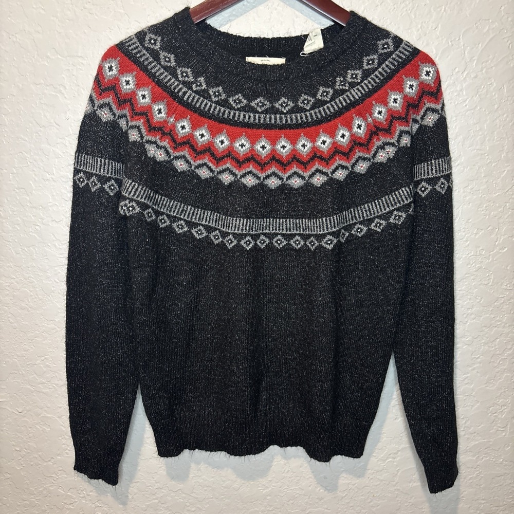 Weatherproof Vintage Original Women Crewneck Fair Isle Sweater Black Size Small